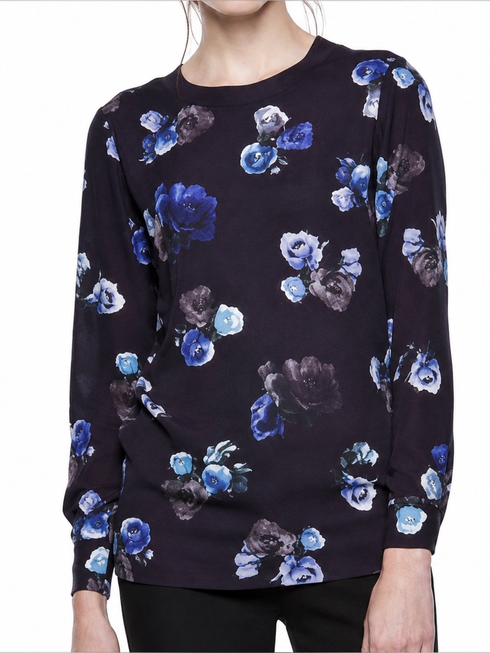 Thakoon For Design Nation Blue Floral Tunic Blouse